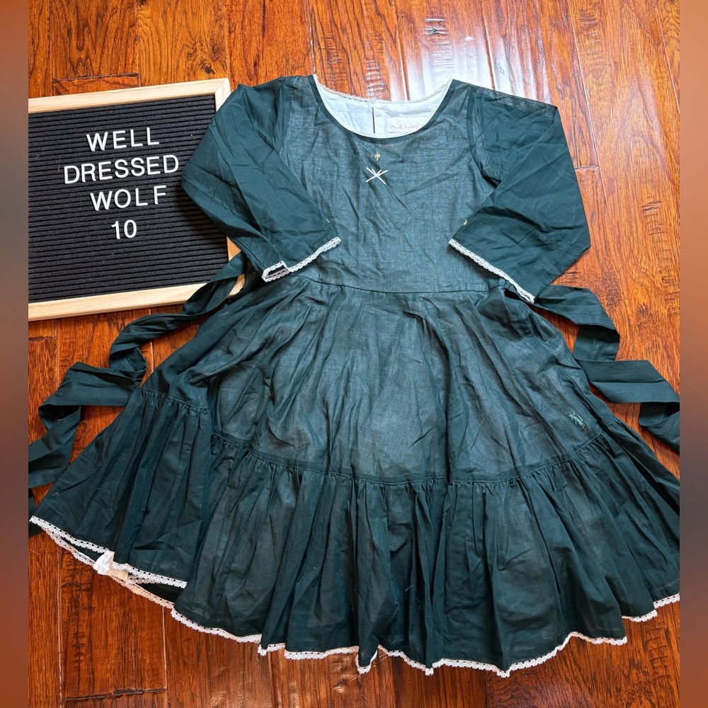 Well dressed wolf Elegant Dark Green Dress with Lace Trim